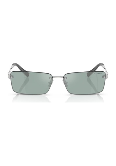 Tiffany Co. Tf 3108b 62227c 60 Unisex Dikdörtgen Gümüş Aynalı Metal Güneş Gözlüğü Gri