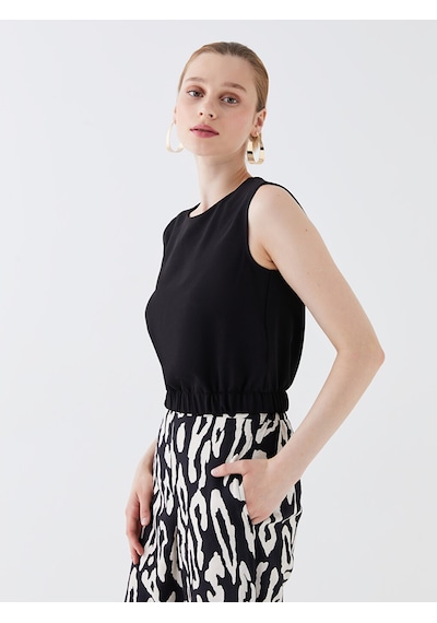 Lcw Vision Siyah Bisiklet Yaka Düz Crop Kadın Bluz Lcw Vision Siyah Bisiklet Yaka Düz Crop Kadın Bluz