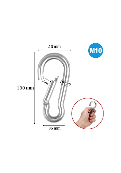 Badem10 Karabina 10 Mm Yaylı Kanca Paslanmaz Çelik Kilit Olta Dağcılık Kamp Malzemeleri Salıncak Anahtar Askı Kil
