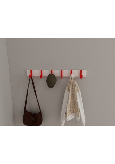 Hepsi3boyutlu Modern Duvar & Kapı Baston Askılık - 6 Adet Kırmızı J Askılık - Model No : 6 Kırmızı