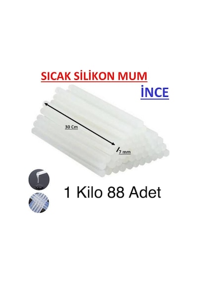 İnce Silikon Mum Çubuğu 7 Mm 1 Kg Yaklaşık 88 Adet Sıcak Silikon Çubuk