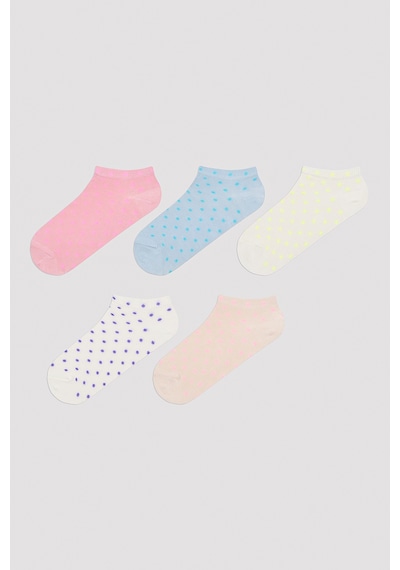 Penti Multicolor Dots 5li Patik Çorap Mavi Pembe