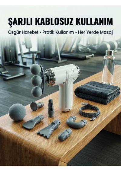Tek Taşınabilir Şarjlı Kas Masaj Tabancası Derin Doku Masajı İçin 8 Başlıklı Profesyonel Cihaz Najmaddin