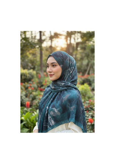 Müslüm, Floral Yaprak Desenli Bürümcük Şal Zarif, Kaymaz, Terletmez Ve Rahat Kullanım 75 X 200 Cm Siyah-Yeşil