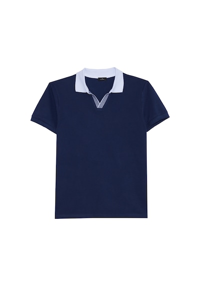 Erkek Slim Fit Dar Kesim %100 Pamuk Lacivert Polo Yaka Tişört-50253 Lacivert