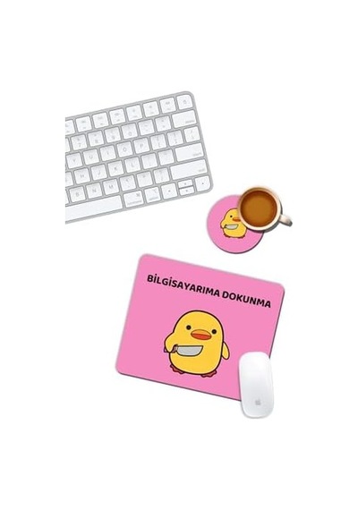 Bela Ördek Bilgisayarıma Dokunma Mouse Pad Ve Bardak Altlığı Set