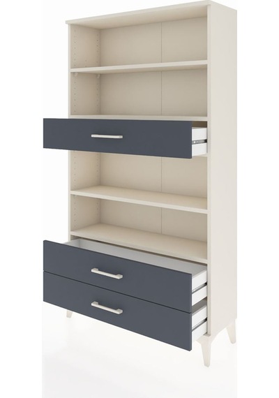 Arges Dolap 4 Raflı 3 Çekmeceli 88x30x163 Aytaşı-antrasit Aytaşı