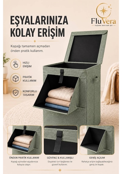 Yeşil Katlanabilir Çamaşır Sepeti Oyuncak Sepeti Kirli Çamaşır Sepeti Yer Kaplamayan Çok Amaçlı Saklama Sepeti Yeşil