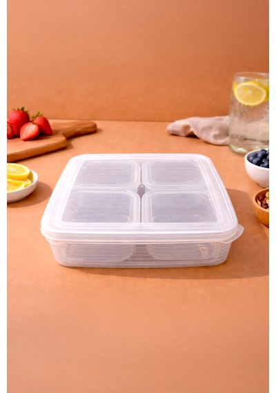 Sızdırmaz Kapaklı 4+1 Bölmeli Kahvaltılık Saklama Kabı-buzdolabı Organizeri 4x0,25 Lt-1x1,6lt Şeffaf