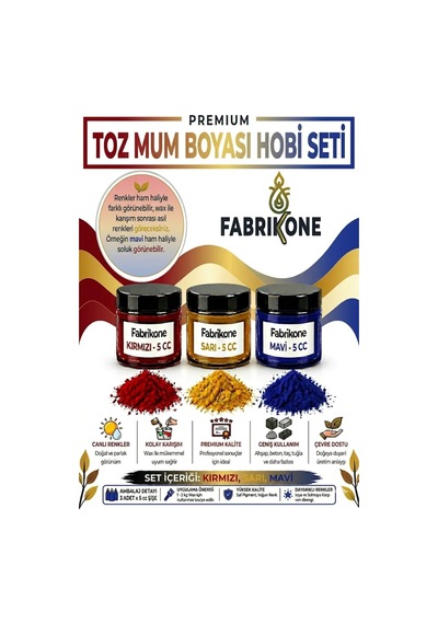 3'lü Set Premium Parafin Soya Wax Toz Mum Boyası Hobi Seti - 5 Cc Kırmızı, Sarı, Mavi Bkfab3ksrm5g Çok Renkli