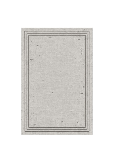 Kartela Halı Eskitme Çizgi Bordürlü Halı Açık Gri Kaymaz Taban Makinede Yıkanabilir 200x300 Cm