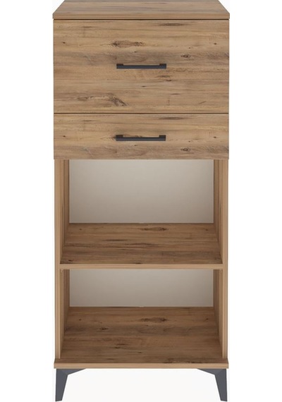 Arges Dolap Tek Raflı 2 Çekmeceli 60x30x134 Çam-çam Çam