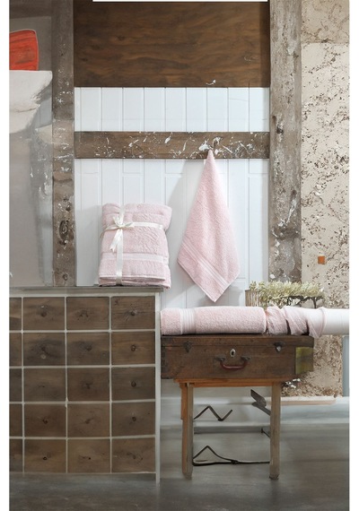 Eponj Home 2li Banyo Havlu Seti 90x160cm +50x90cm Ds Pudra Pudra