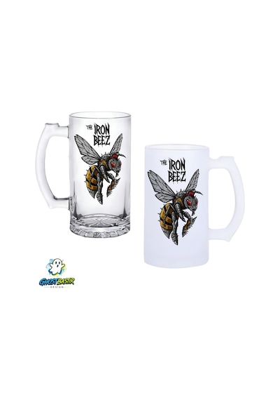 Iron Beez Kulplu Bira Bardağı Buzlu Veya Şeffaf Seçenekli 0298