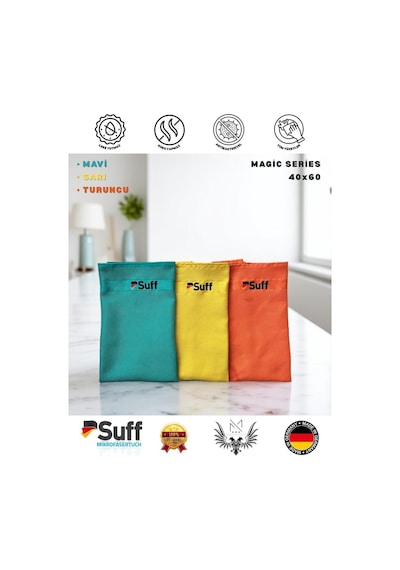 Mikrofiber Bez Tüm Yüzeyler Için 3 Lü 40x60 Sihirli Seri Kurulama Cam Silme Diğer