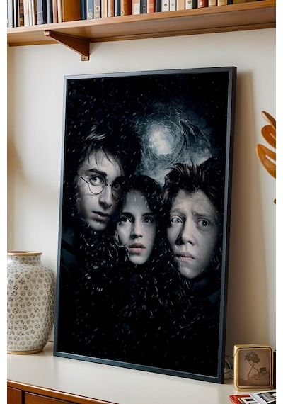 Harry Potter Hermione Ron Çerçeveli Tablo - Lüks Sinematik Üçlü Karakter Posteri Modern Duvar Dekoru Siyah Harry Potter Hermione Ron Çerçeveli Tablo - Lüks Sinematik Üçlü Karakter Posteri Modern Duvar Dekoru Siyah