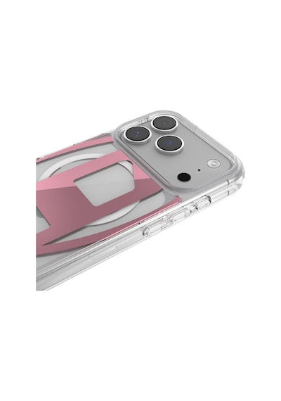 Diesel Apple iPhone 17 Pro Uyumlu Magsafe Destekli Oval D Metalik Kılıf - Pembe