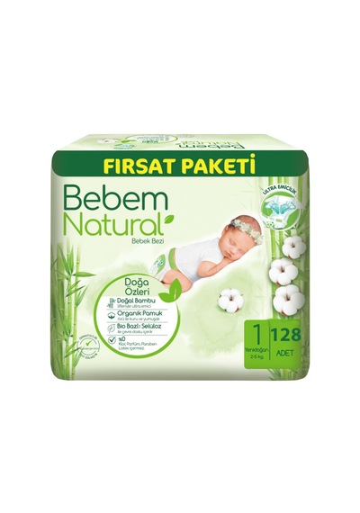 Bebem Natural Bebek Bezi 1 Numara Yenidoğan 128 Adet 2022