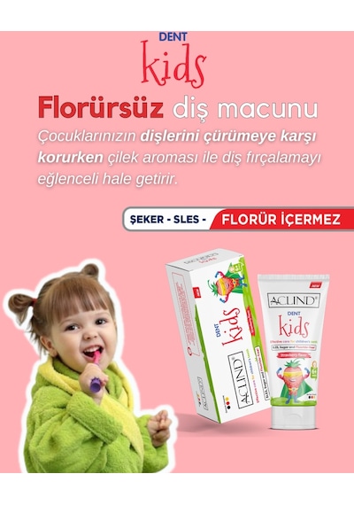 Aclind Dent Çocuklar İçin Florür İçermeyen Diş Macunu 15 ML