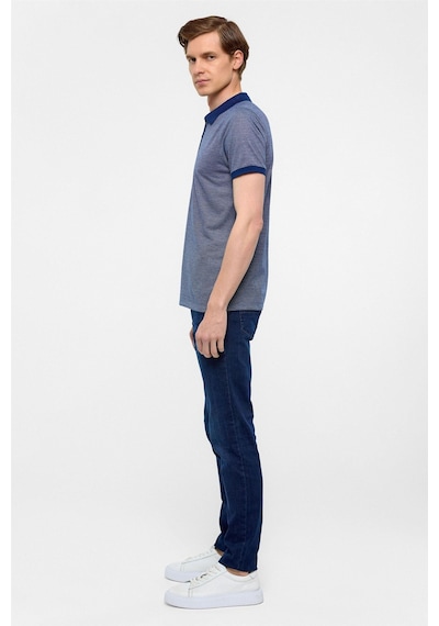 Süvari Lacivert Slim Fit Baskılı Polo Yaka Tişört