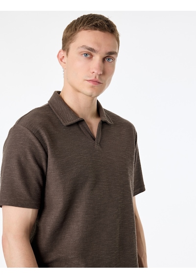 Koton Regular Fit Kısa Kollu Basic Polo Yaka Tişört Kahverengi 6sam10426mk Kahve