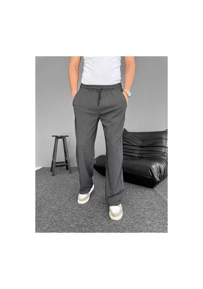 Butik İstanbul Su Yolu Çizgili Cepli Pantalon - Siyah