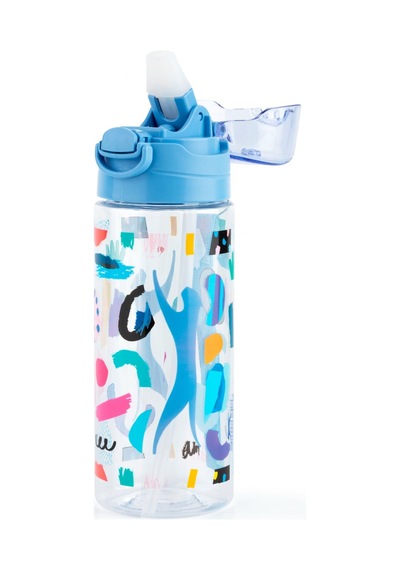 Slazenger Plastik Pipetli Okul Matarası - 500 Ml - Mavi Kapaklı