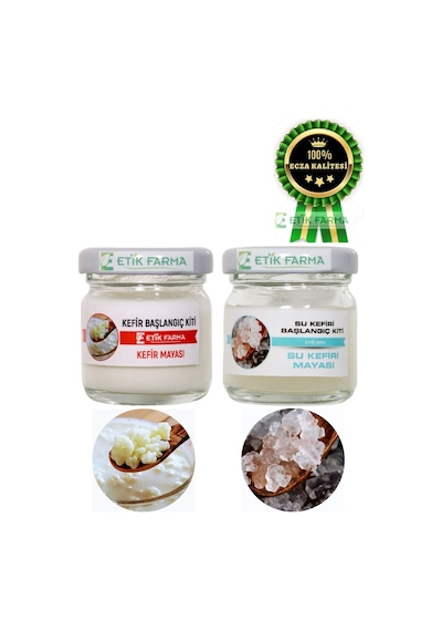 Etik Farma Su Kefiri Mayası 40 ML + Süt Kefir Mayası Başlangıç Kiti 40 ML