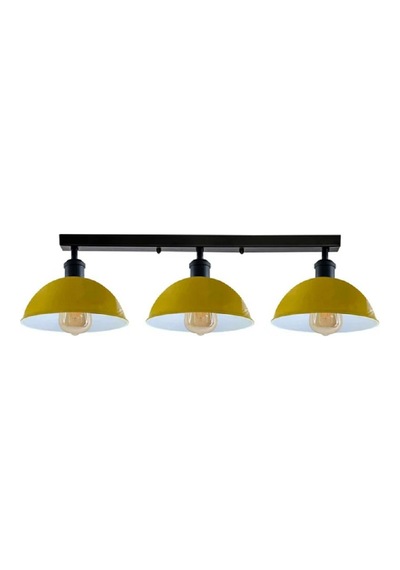 Riolihgt Retro,modern,vintage Sarı Başlık 3xe27 Metal Plofonyer Sıralı Avize Taban Uzunluk:60cm SARI