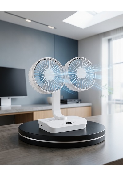 Sessiz Çalışan Çift Kafalı Usb Şarjlı Masaüstü Fan Uczzzsp01fan-8