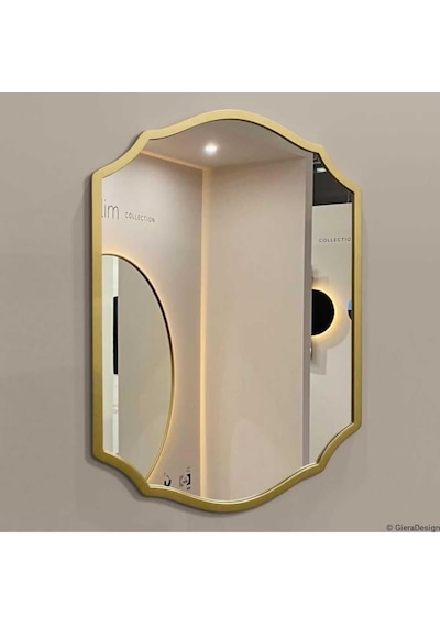 Tr Asimetrik Duvar Aynası/gold Çerçeveli Düzensiz Dekor Ayna/banyo Aynası Gold 60 X 80 Diğer