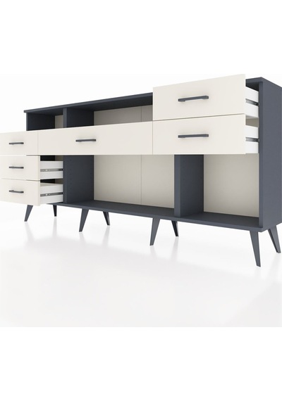 Arges Konsol 2 Raflı 6 Çekmeceli 176x30x83 Antrasit-antrasit/aytaşı Antrasit/aytaşı Arges Konsol 2 Raflı 6 Çekmeceli 176x30x83 Antrasit-antrasit/aytaşı Antrasit/aytaşı