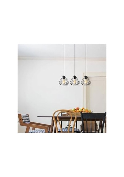 Modern Metal Gövdeli Avize, Salon Ve Mutfak İçin E27 Uyumlu, Siyah-2 Diğer