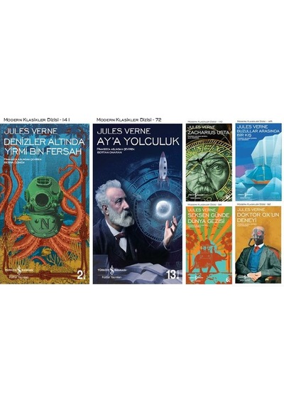 İş Bankası Modern Klasikler Dizisi Jules Verne 6 Kitap Set Denizler Altında Yirmi Bin Fersah, Ay'a Yolculuk, Zacharius Usta, Buzullar Arasında B