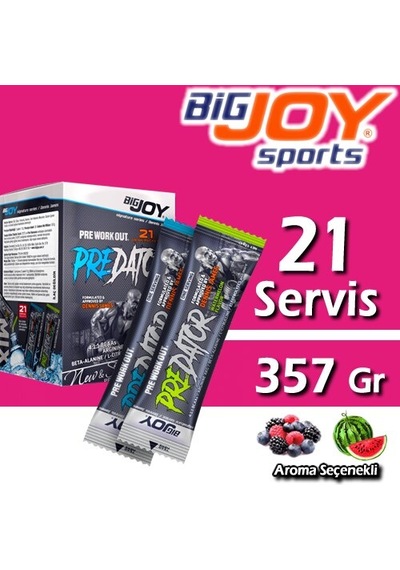 Bigjoy Predator Go 17 Gram X 21 Adet Preworkout Performans-Karışık Aroma Mix (Karpuz-Orman Meyve)