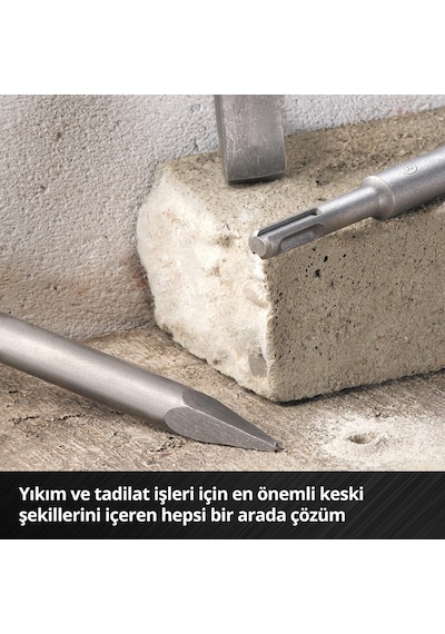 Einhell 3-parça Sds Plus Murç Seti Sivri, 20 Mm Düz Ve 40 Mm Spatula, Dayanıklı 40cr Çelikten Üretilmiş - 49247200