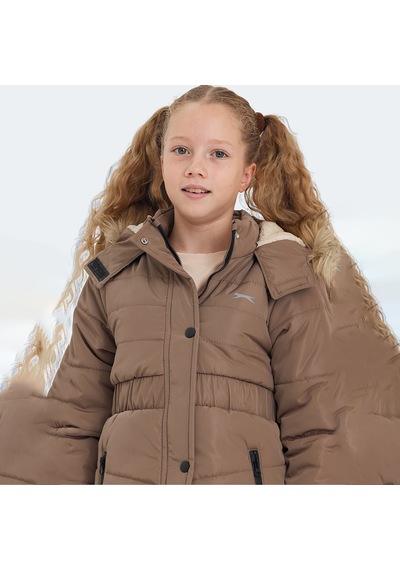 Slazenger CANDY Çocuk Kapüşonlu Bej Mont & Kaban