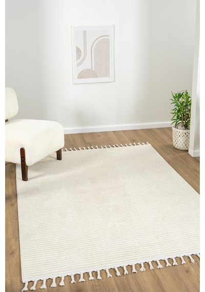 Ventura Beyaz Shaggy Yumuşak Post Peluş Salon Oturma Odası Halısı Vnt110