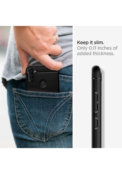 Spigen Galaxy M11 / Galaxy A11 İle Uyumlu Kılıf Rugged Armor Matte Black