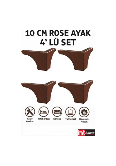 Rose 10 Cm Mobilya Kanepe Sehpa Tv Ünitesi Koltuk Ve Konsol Ayağı Ceviz