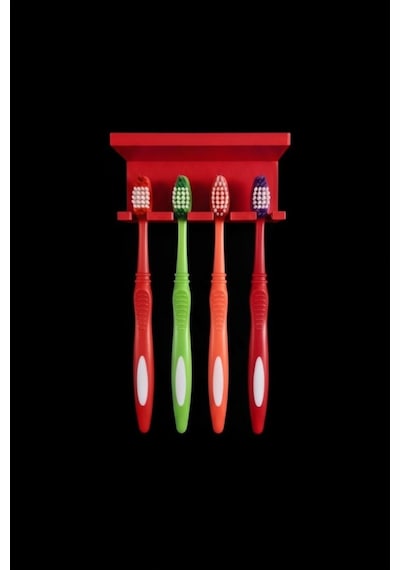Kırmızı Yapışkanlı Çok Amaçlı Diş Fırçası Jilet Jiletlik Asacağı Askılığı Askılık Diş Fırçalık Banyo Organizer