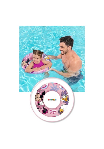 Minnie Mouse Disney Figürlü Deniz Havuz Çocuk Yüzücü Simit - 3 - 6 Yaş Arası - 56 Cm Açık Pembe