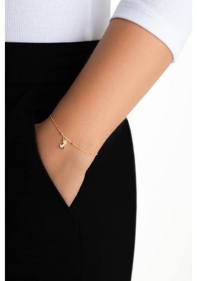 J Harfi 18 Ayar Sarı Altın Kaplama 19 Cm Gümüş Nazar Bileklik 43926284