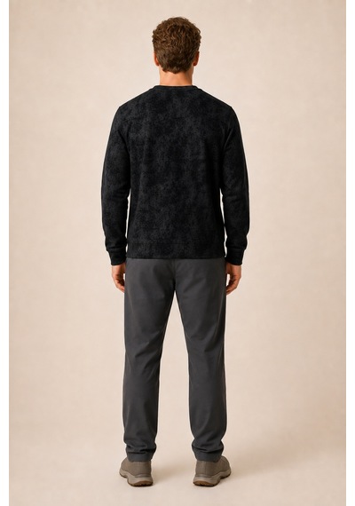 Redline Continu Erkek Kışlık Regular Fit Kışlık Bisiklet Yaka Sweatshirt Siyah