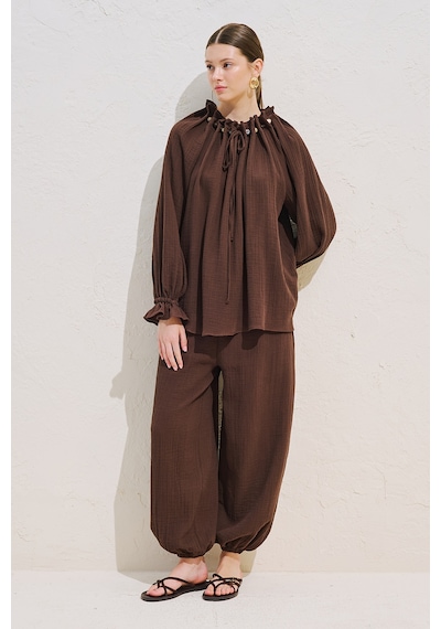 Manuka Müslin Balon Pantolon Tozlu Kahve Ss26pnt00049-459