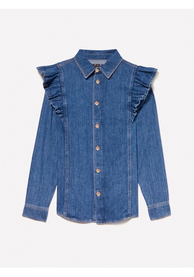 Sisley %100 Pamuk Fırfır Detaylı Denim Gömlek Kadın Haki Yeşili Gömlek - 325a53gelq09n Sisley %100 Pamuk Fırfır Detaylı Denim Gömlek Kadın Haki Yeşili Gömlek - 325a53gelq09n