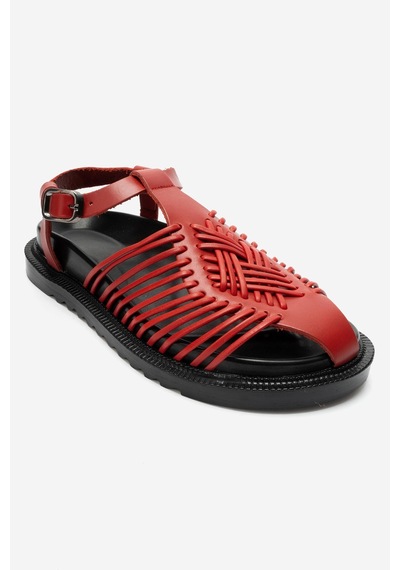 Luvi Shoes Thames Kırmızı Hakiki Deri Kadın Sandalet