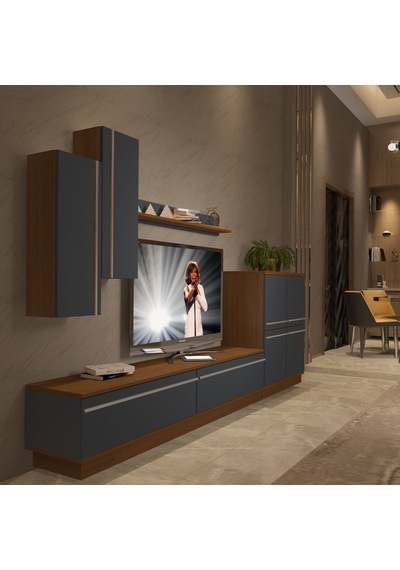 Decoraktiv Eko 6b Mdf Std Tv Ünitesi Tv Sehpası Ceviz - Antrasit