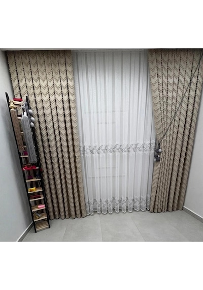 Nivemeshome Lale Gümüş 1/3 Pileli Tül Perde Apm Ekru