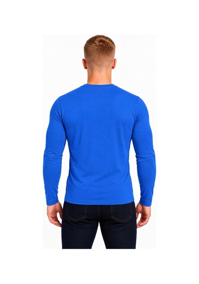 Axxel Erkek Pamuklu Likralı Süprem Uzun Kollu T-shirt-d236 Mavi